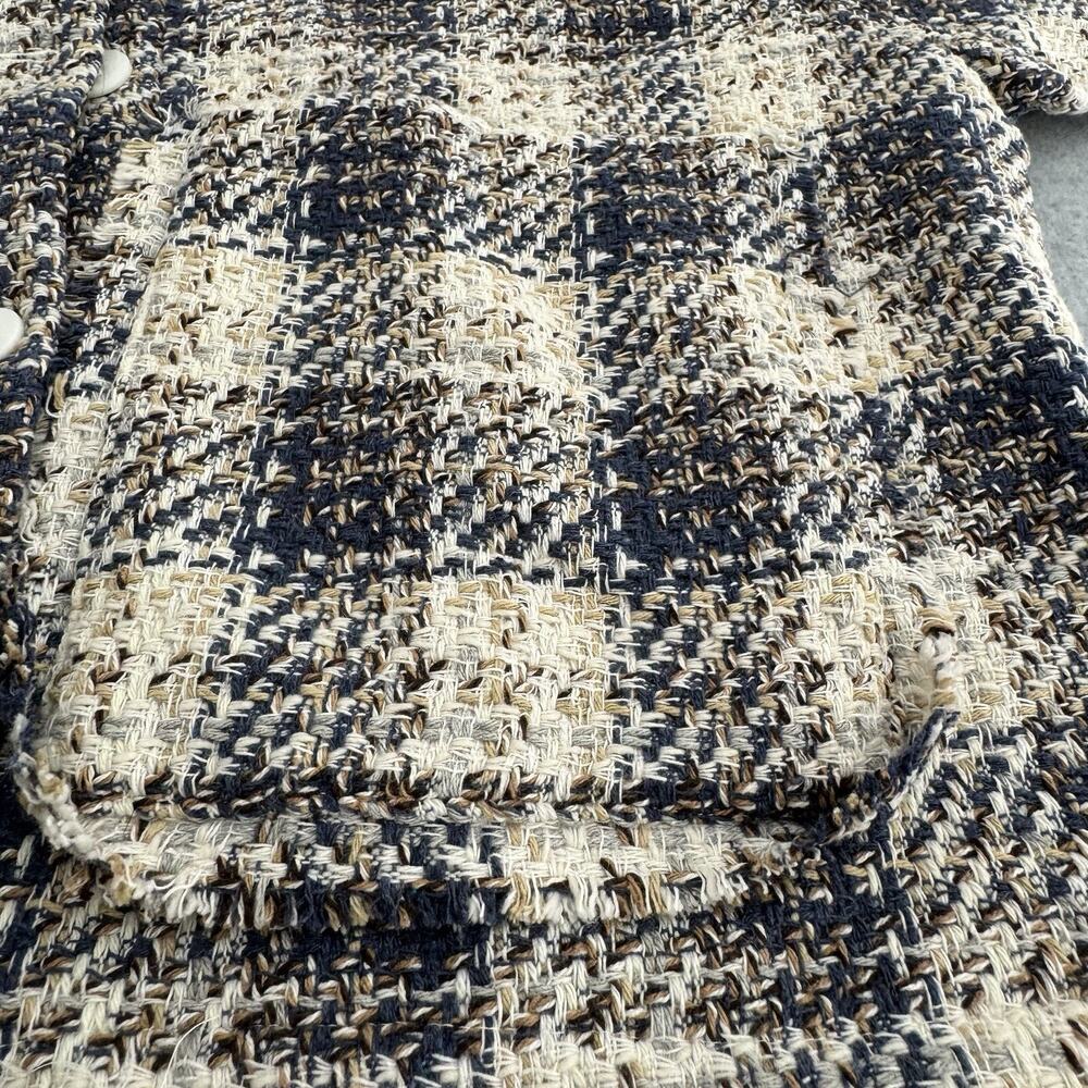 Blank NYC Once In A Lifetime Cropped Tweed Shacket Jacket Large Plaid Blue NWT - Picture 12 of 16